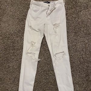 Women White Hollister Ripped Skinny Jeans Size 9